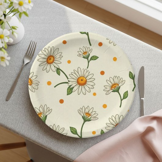 Spring Daisy Picnic Party Paper Plates Pappteller