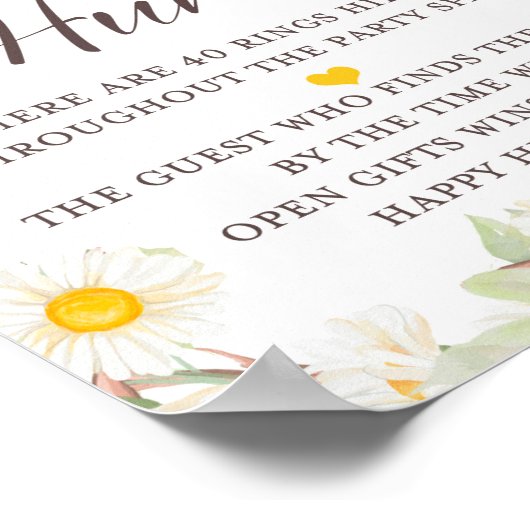 Spring Daisy Themed Brautparty Sign Poster (Ecke)