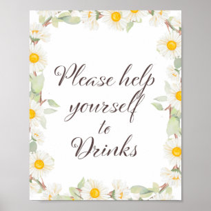 Spring Daisy Themed Bridal Babyduschzeichen Poster