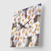 Spring Daisy Wildblume Wasserfarbe Quadratische Wanduhr (Winkel)