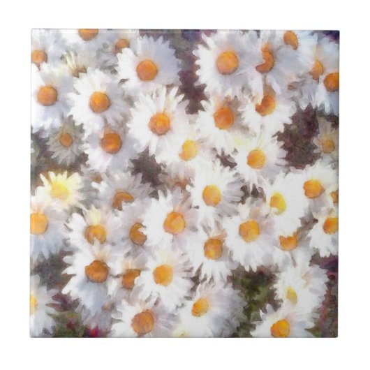 Spring Daisy Wildblume Watercolor Fliese (Vorderseite)
