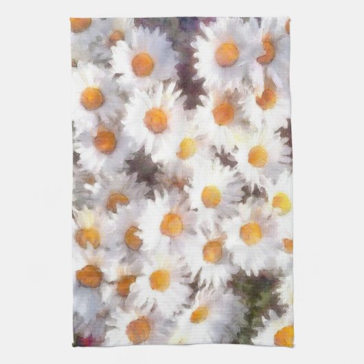 Spring Daisy Wildblume Watercolor Geschirrtuch (Vertikal)