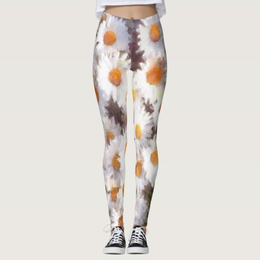 Spring Daisy Wildblume Watercolor Leggings (Vorderseite)