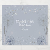 Spring Dandelion Poufs White Blue Gray Elegant Schaumweinetikett (Einzelnes Label)