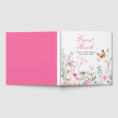 Spring Deep Pink Butterfly Floral Baby Shower Gästebuch (Voll)