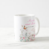 Spring Deep Pink Butterfly Floral Wedding Kaffeetasse (VorderseiteRechts)