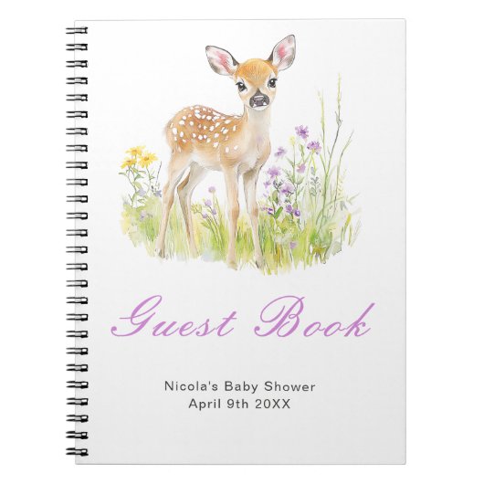 Spring Deer Baby Shower Guest Book Notizblock (Vorderseite)
