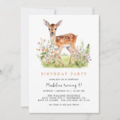 Spring Deer Fawn | Geburtstag eines Niedlichen Whi Einladung (Vorderseite)