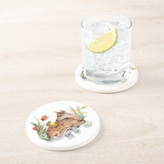 Spring Deer Getränkeuntersetzer (Seite)