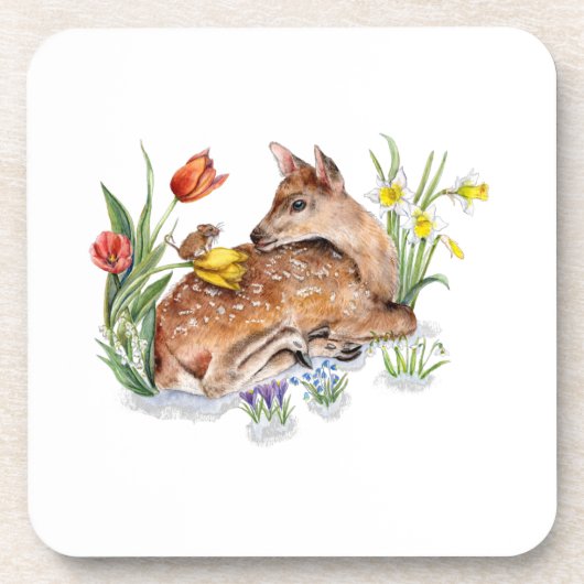 Spring Deer Getränkeuntersetzer (Vorderseite)