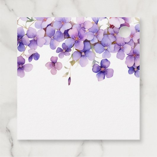 Spring Delicate Violet Baby Dusche Vielen Dank Geschenkanhänger (Rückseite)