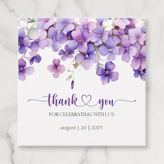 Spring Delicate Violet Baby Dusche Vielen Dank Geschenkanhänger (Vorderseite)