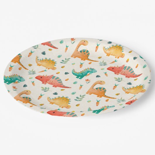 Spring Dinosaurier Pappteller (Schrägansicht)