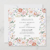 Spring Ditsy Blush Floral Square Hochzeit Einladung (Vorderseite)