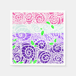 Spring Doodle Blätter und Wirble Muscheln Serviette