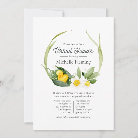 Spring Duckling Virtual Baby Duckling Einladung (Vorderseite)