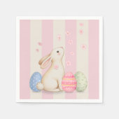 Spring Easter Bunny & Eggs Stripe Napkins Serviette (Vorderseite)