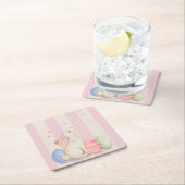 Spring Easter Bunny & Eggs Stripe  Rechteckiger Pappuntersetzer (Vor Ort)