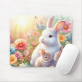 Spring Easter Bunny Family Floral Garden Mousepad (Mit Mouse)