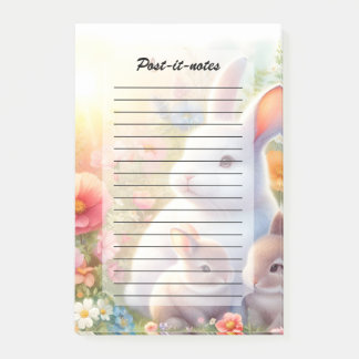 Spring Easter Bunny Family Floral Garden Post-it Klebezettel
