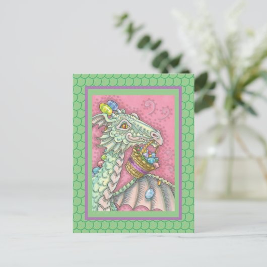 SPRING EASTER DRAGON EGG DROP, FANTASY POSTCARD POSTKARTE (Stehend Vorderseite)