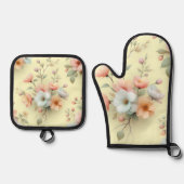 Spring Easter Flowers Ofenhandschuh & Topflappen-Set (Vorderseite)