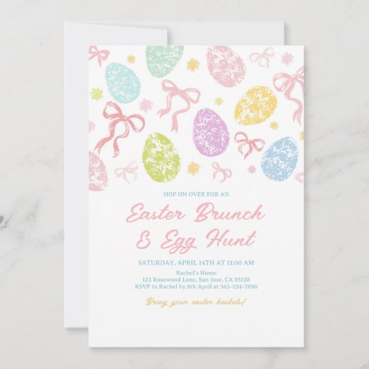 Spring Easter Invitation, Hand-Drawn Bunny Einladung (Vorderseite)