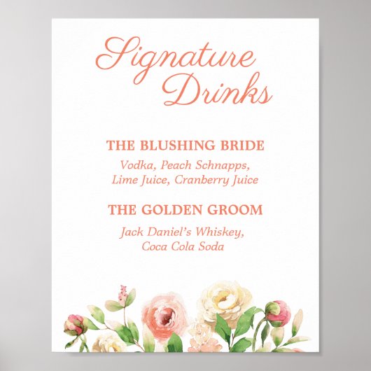 Spring Elegance Signature Drinks signieren Poster (Vorne)