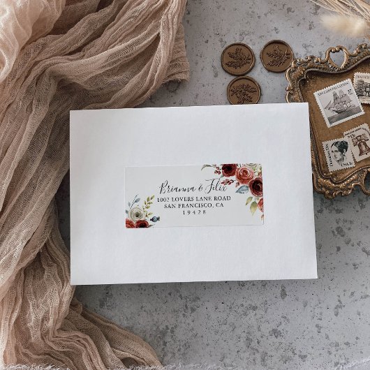 Spring Elegant Floral Wedding RSVP Address Label Adressaufkleber