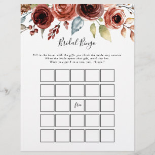 Spring Elegante Floral Bridal Bingo Game