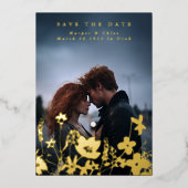 Spring Elegante Wildblume Boho Foto Save the Date Folieneinladung (Vorderseite)