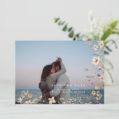 Spring Elegante Wildblume Boho Wedding Foto Save The Date (Stehend Vorderseite)