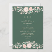 Spring Emerald Green Boho Small Florals Wedding Einladung (Vorderseite)
