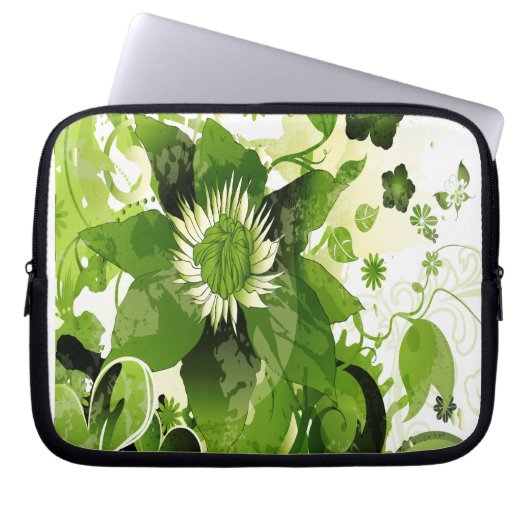 Spring Emerald Green Floral Laptopschutzhülle (Vorderseite)