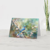 Spring Equinox Greetings Blossoms and Blue Bird  Karte (Vorderseite)
