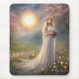 Spring Equinox Meadow Maiden Gown Fantasy Mousepad