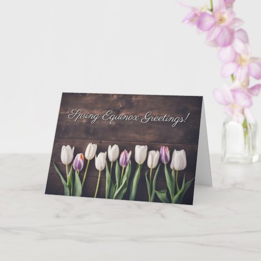 Spring Equinox with Tulips and Wood Beauty Karte (Orchidee)