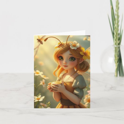 Spring Fairy Portrait Card Feiertagskarte (Vorderseite)