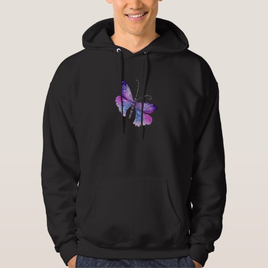 Spring Fairy Watercolor Blue Butterfly Hoodie (Vorderseite)