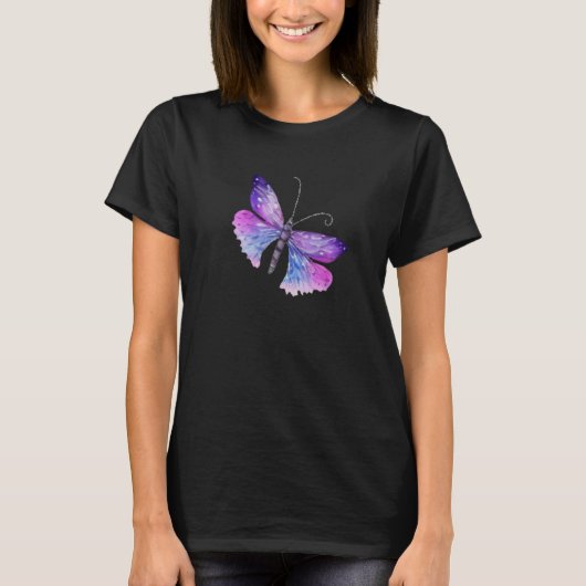 Spring Fairy Watercolor Blue Butterfly T-Shirt (Vorderseite)