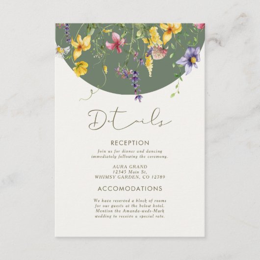 Spring Fall Boho Wildblume Bloom Whimsical Begleitkarte (Vorderseite)