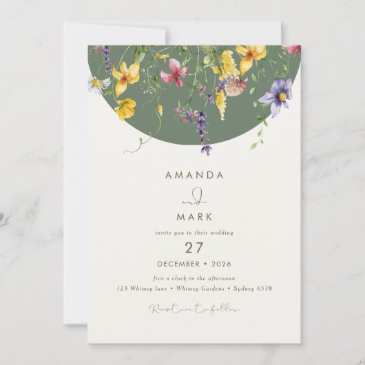 Spring Fall Boho Wildblume Bloom Whimsical Einladung (Vorderseite)
