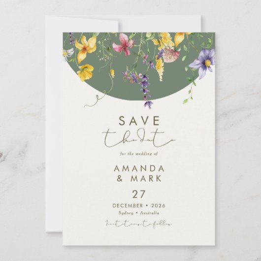 Spring Fall Boho Wildblume Bloom Whimsical Einladung (Vorderseite)