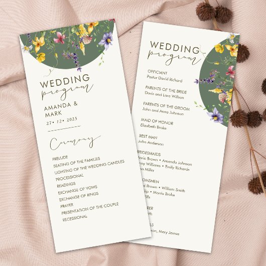 Spring Fall Boho Wildblume Bloom Whimsical Menu Menükarte