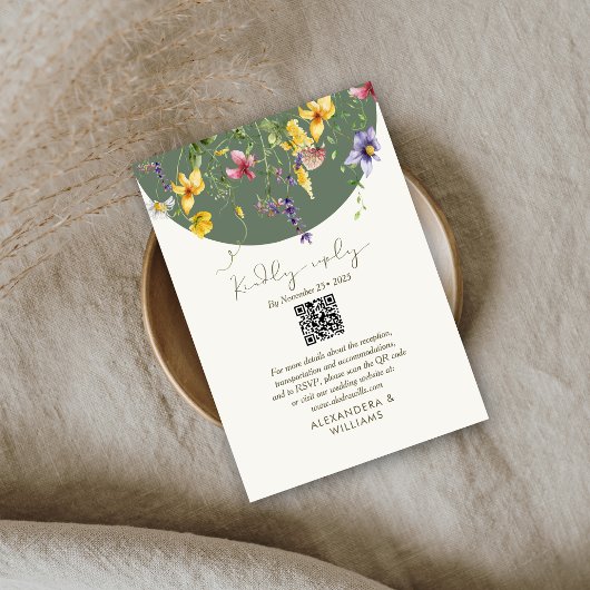 Spring Fall Boho Wildblume Bloom Whimsical RSVP Karte