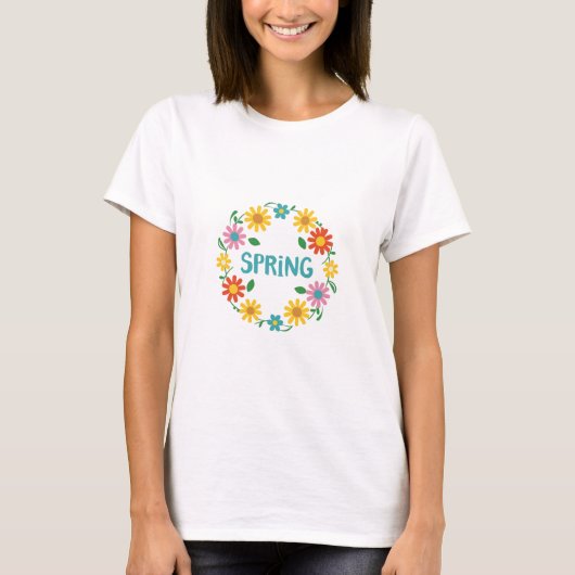 SPRING - farbenfrohe Illustration Design T-Shirt (Vorderseite)