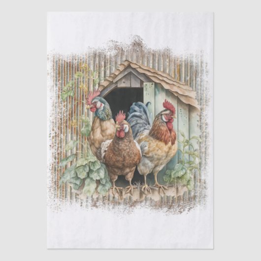 Spring Farm Chickens Seidenpapier (Vorderseite)