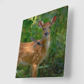 "Spring Fawn" Quadratische Wanduhr (Winkel)