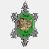 Spring Fawn Schneeflocken Zinn-Ornament (Links)