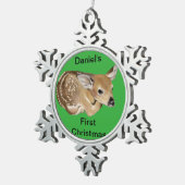 Spring Fawn Schneeflocken Zinn-Ornament (Rechts)